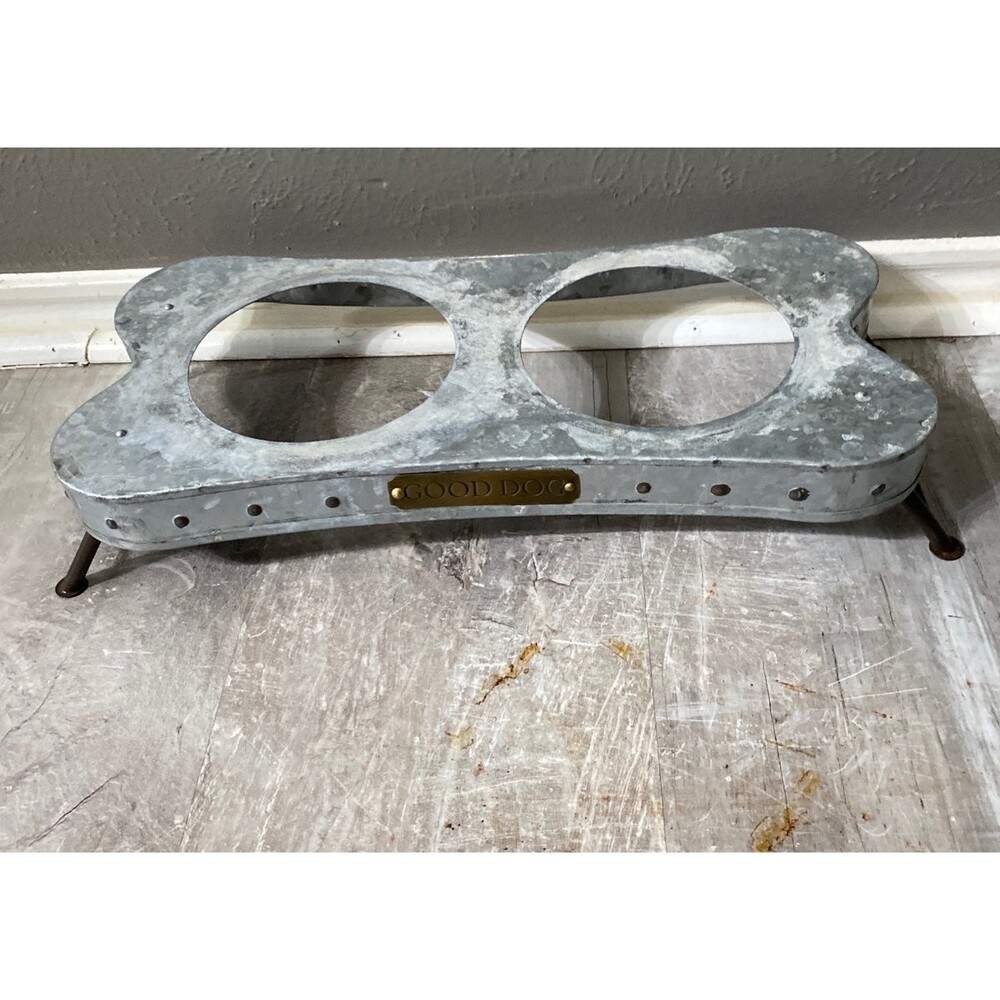 GOOD DOG Galvanized Metal Food and Water Feeder Tray